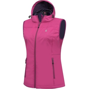 Little Donkey Andy Women’s Lightweight Softshell Vest(Rose -With Hood)