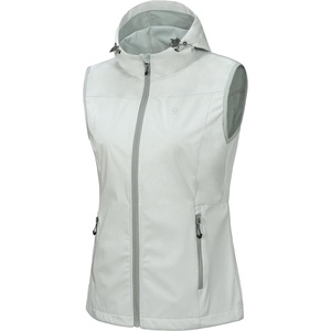 Little Donkey Andy Women’s Lightweight Softshell Vest(White -With Hood)