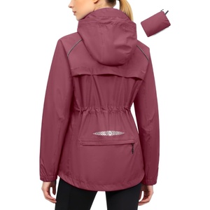 Little Donkey Andy Women’s Packable Waterproof Cycling Rain Jacket & Hood(Dark Red)