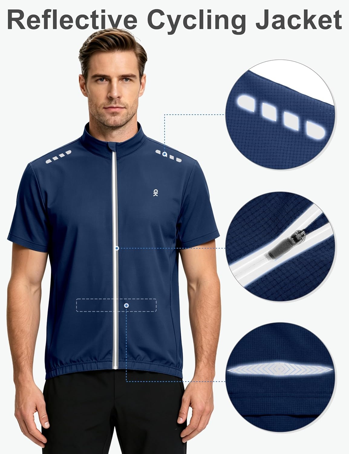 image:imageLittle Donkey Andy Mens Short Sleeve Cycling Jersey Quick Dry UPF 50Navy Blue