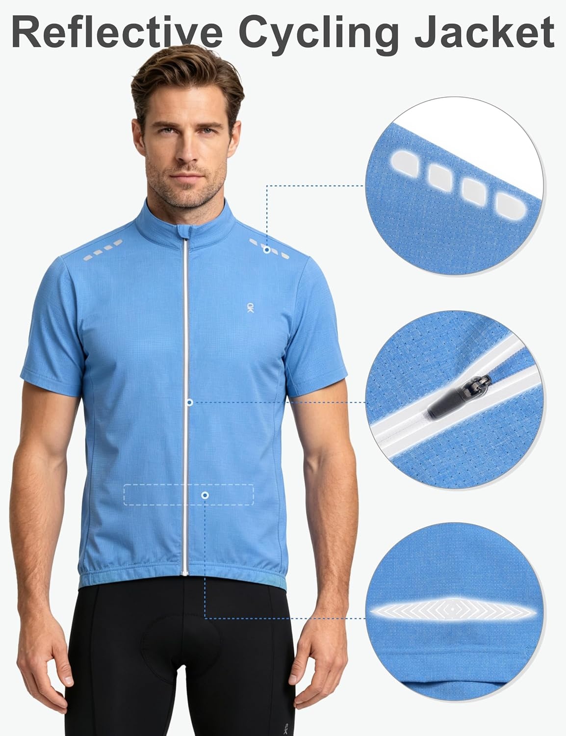 image:imageLittle Donkey Andy Mens Short Sleeve Cycling Jersey Quick Dry UPF 50Sky Blue