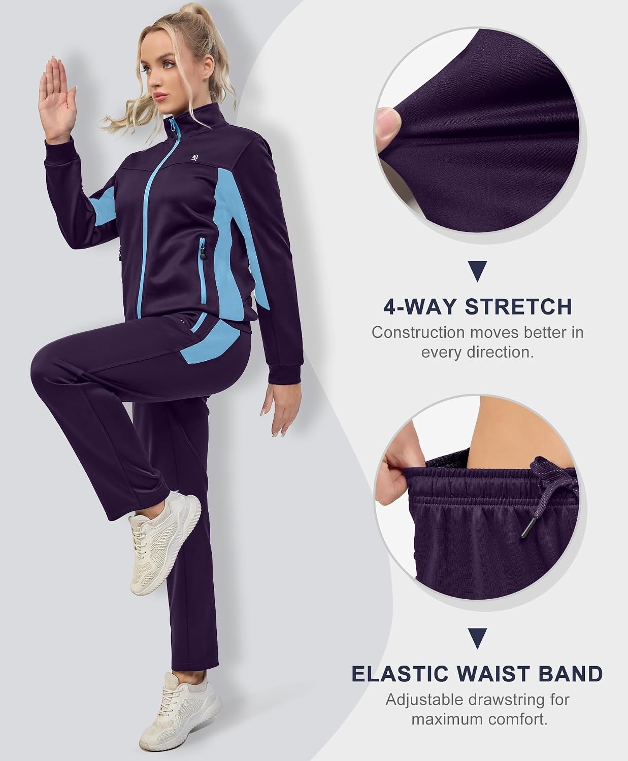 image:imageLittle Donkey Andy Womens Tracksuit 2 Piece Sweatsuit OutfitsA1 Dark Purple