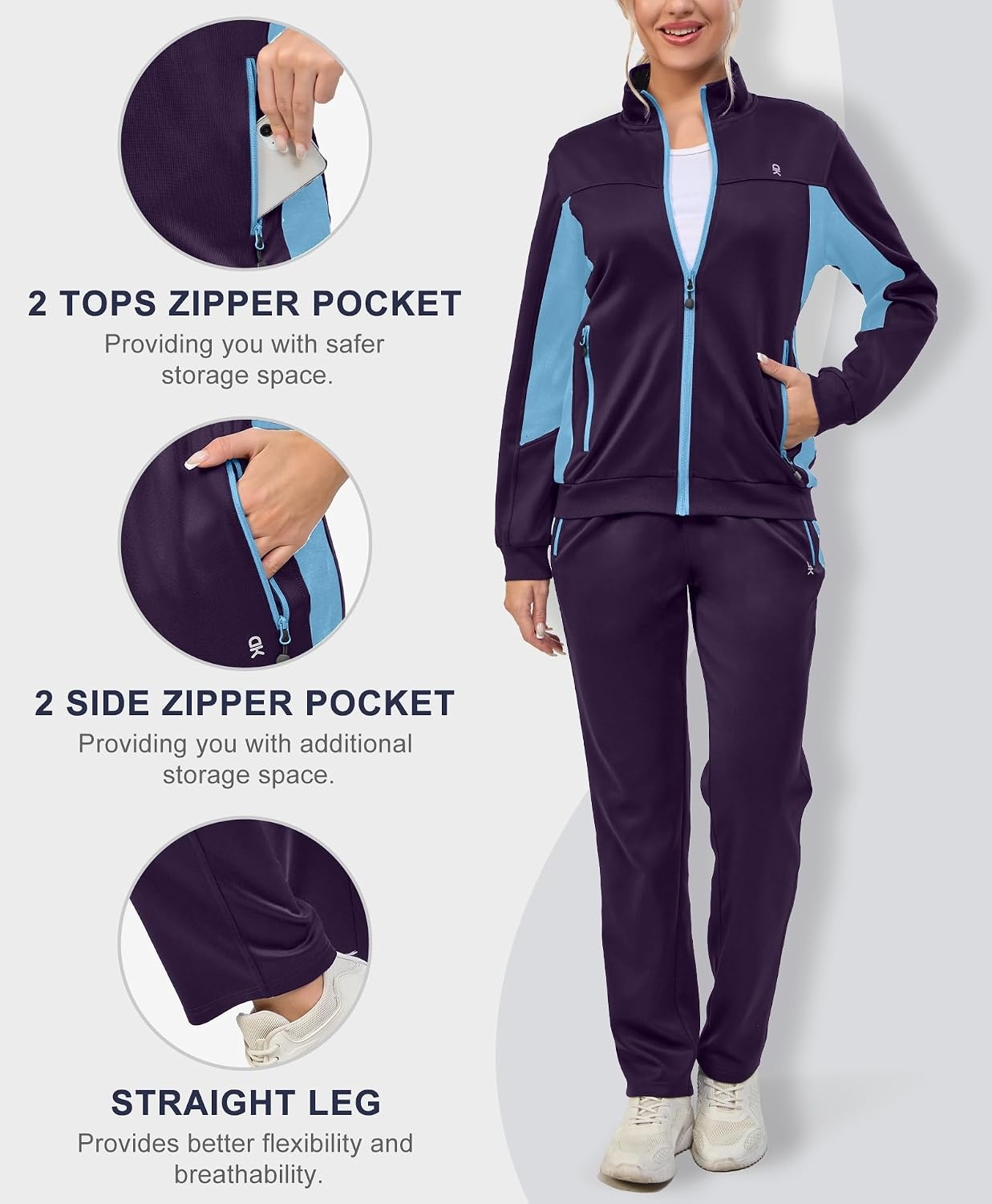 image:imageLittle Donkey Andy Womens Tracksuit 2 Piece Sweatsuit OutfitsA1 Dark Purple