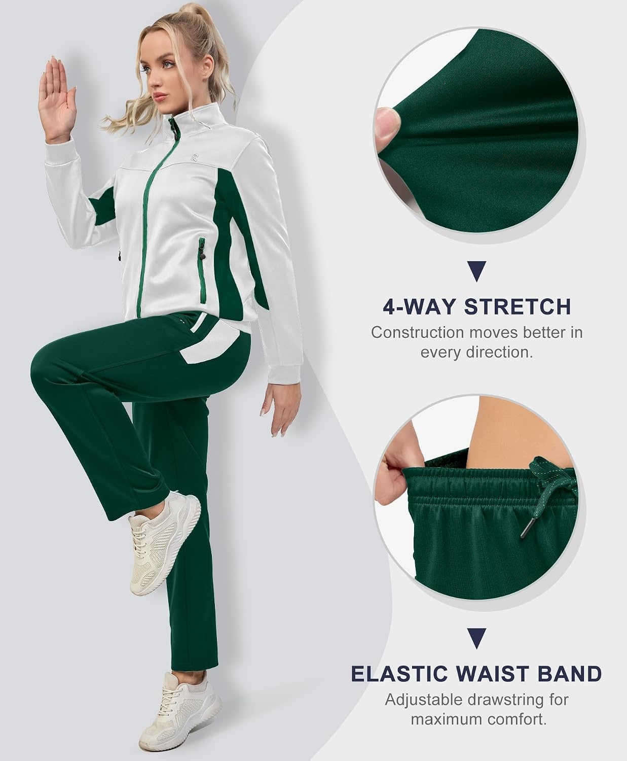 image:imageLittle Donkey Andy Womens Tracksuit 2 Piece Sweatsuit OutfitsA1 White Green