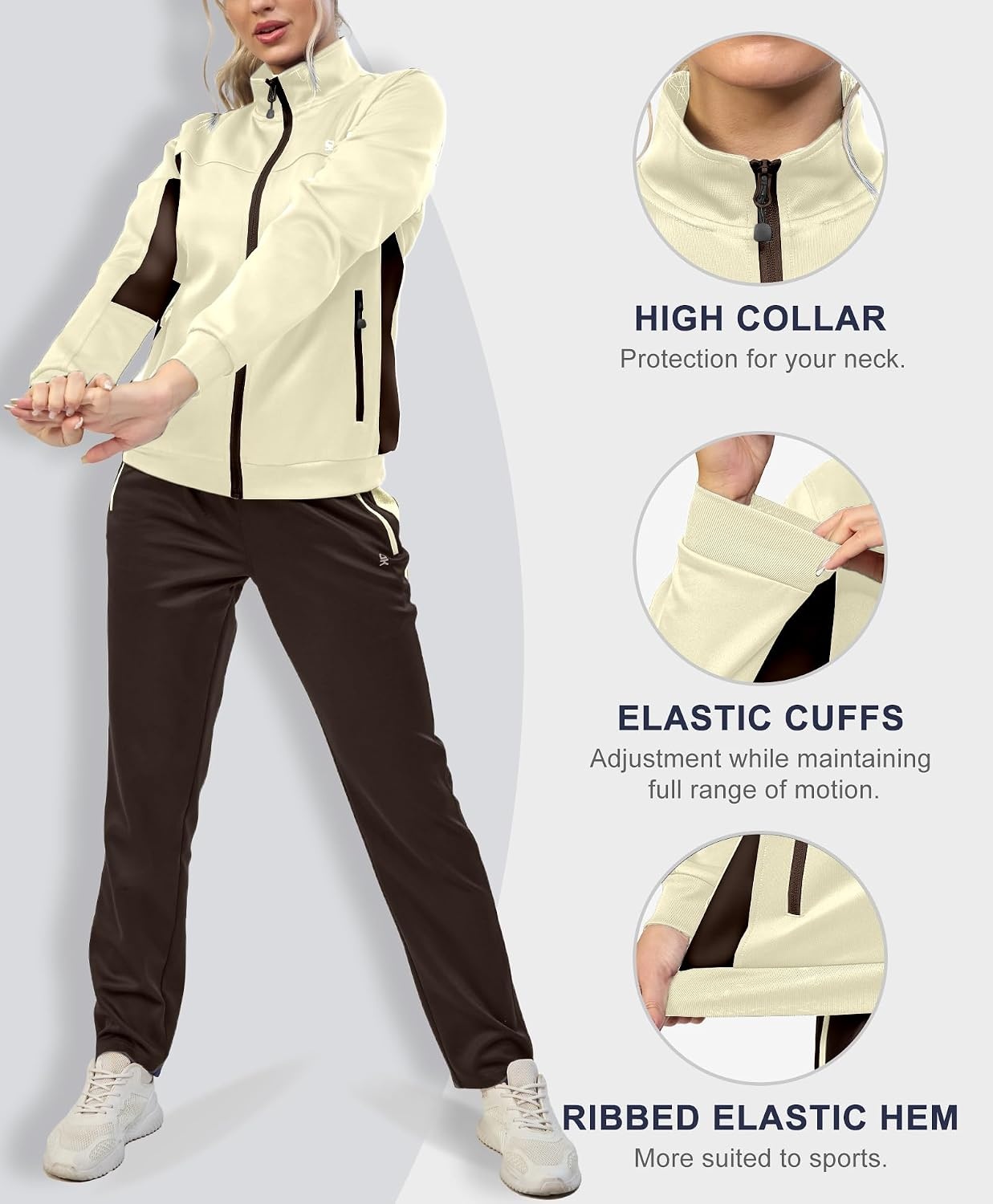 image:imageLittle Donkey Andy Womens Tracksuit 2 Piece Sweatsuit OutfitsApricot Brown