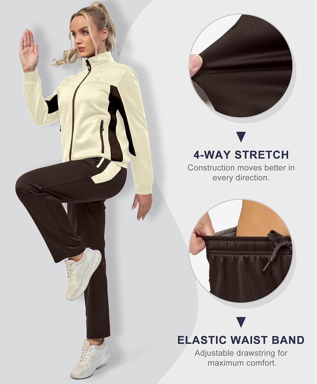 image:imageLittle Donkey Andy Womens Tracksuit 2 Piece Sweatsuit OutfitsApricot Brown