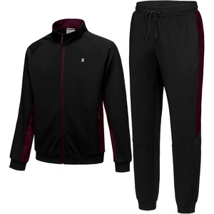 Little Donkey Andy Mens Tracksuit 2 Piece Jogging Set(Black)
