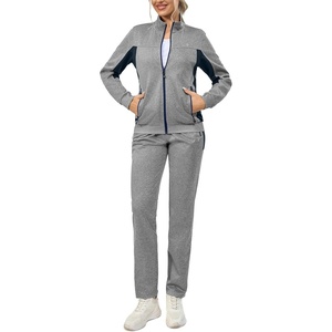 Little Donkey Andy Womens Tracksuit 2 Piece Sweatsuit Outfits(A1 Light Grey & Navy)