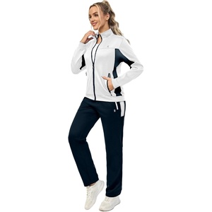 Little Donkey Andy Womens Tracksuit 2 Piece Sweatsuit Outfits(White Navy)