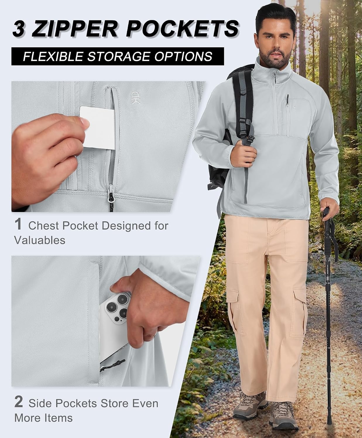 image:imageLittle Donkey Andy Mens Golf Pullover Windbreaker Quarter Zip Golf JacketCloud Dancer