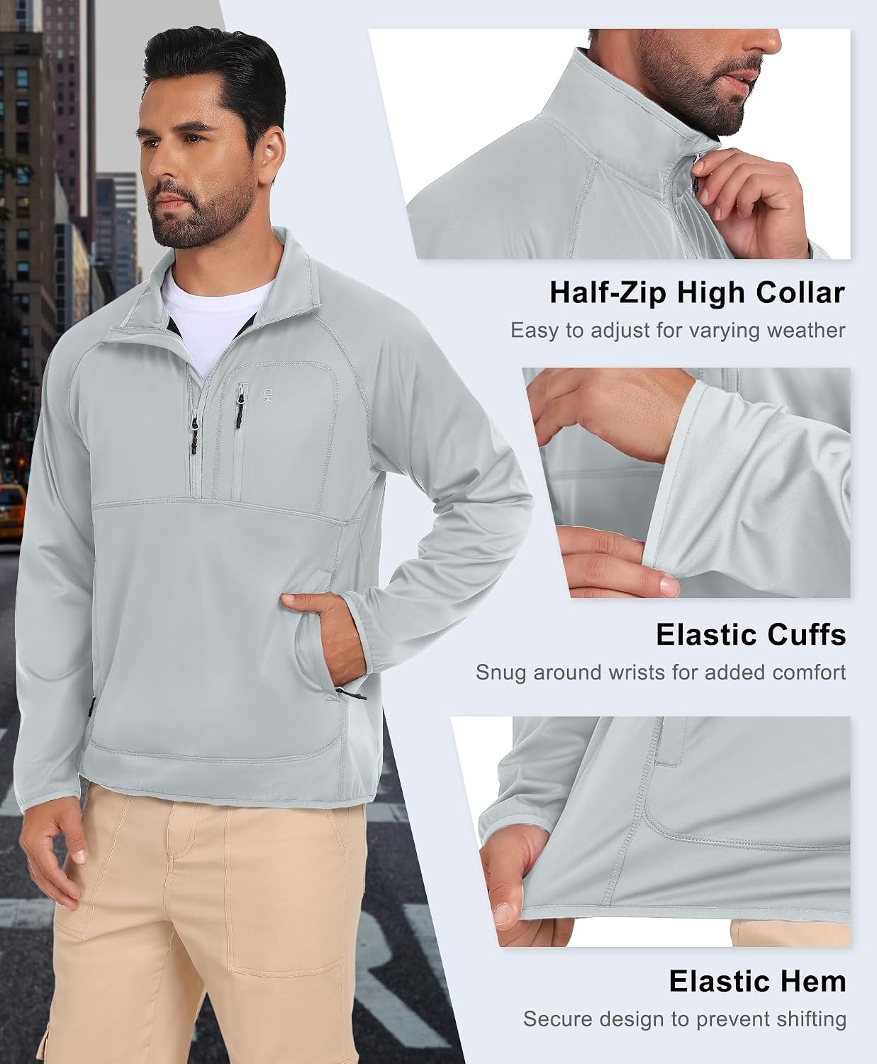 image:imageLittle Donkey Andy Mens Golf Pullover Windbreaker Quarter Zip Golf JacketCloud Dancer