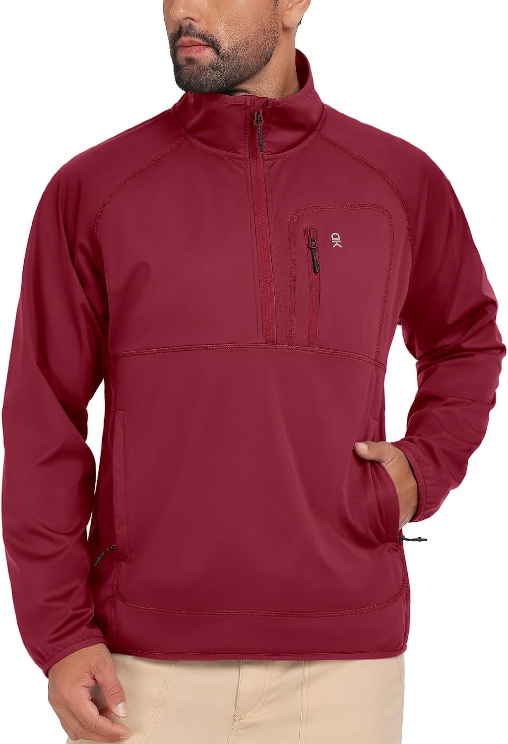 image:imageLittle Donkey Andy Mens Golf Pullover Windbreaker Quarter Zip Golf JacketScarlet Sage