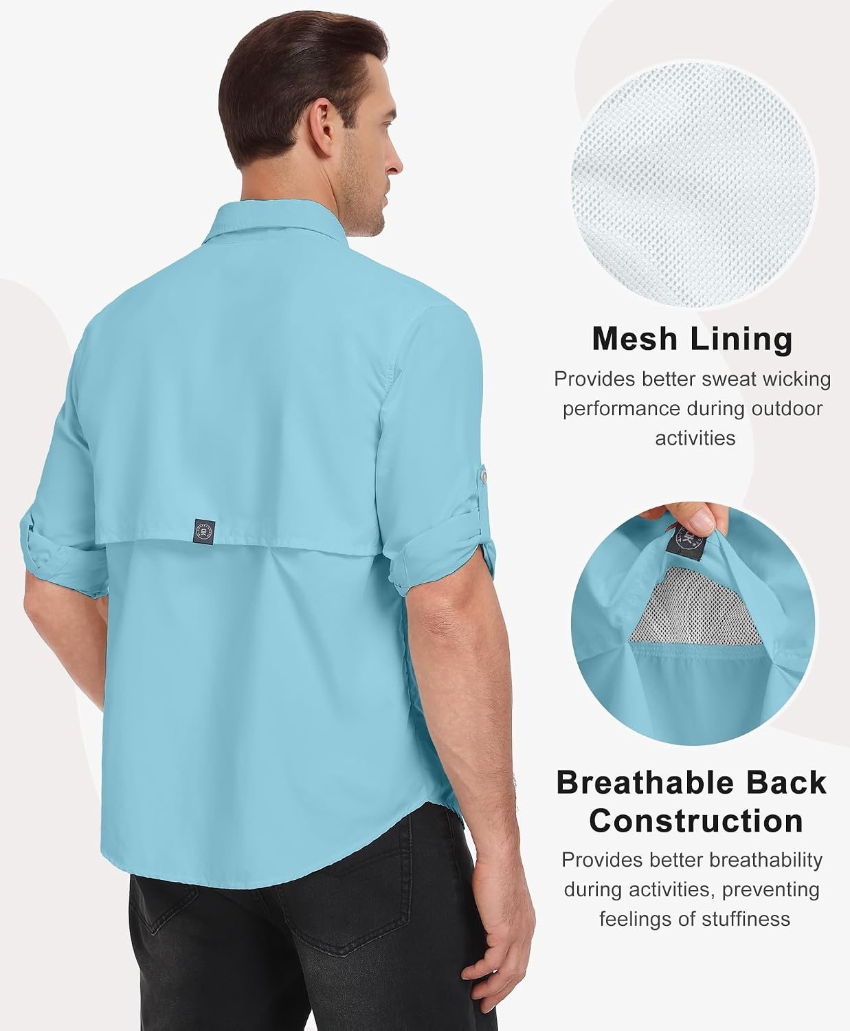 image:imageLittle Donkey Andy Mens Sun Protection Lightweight Hiking ShirtBlue