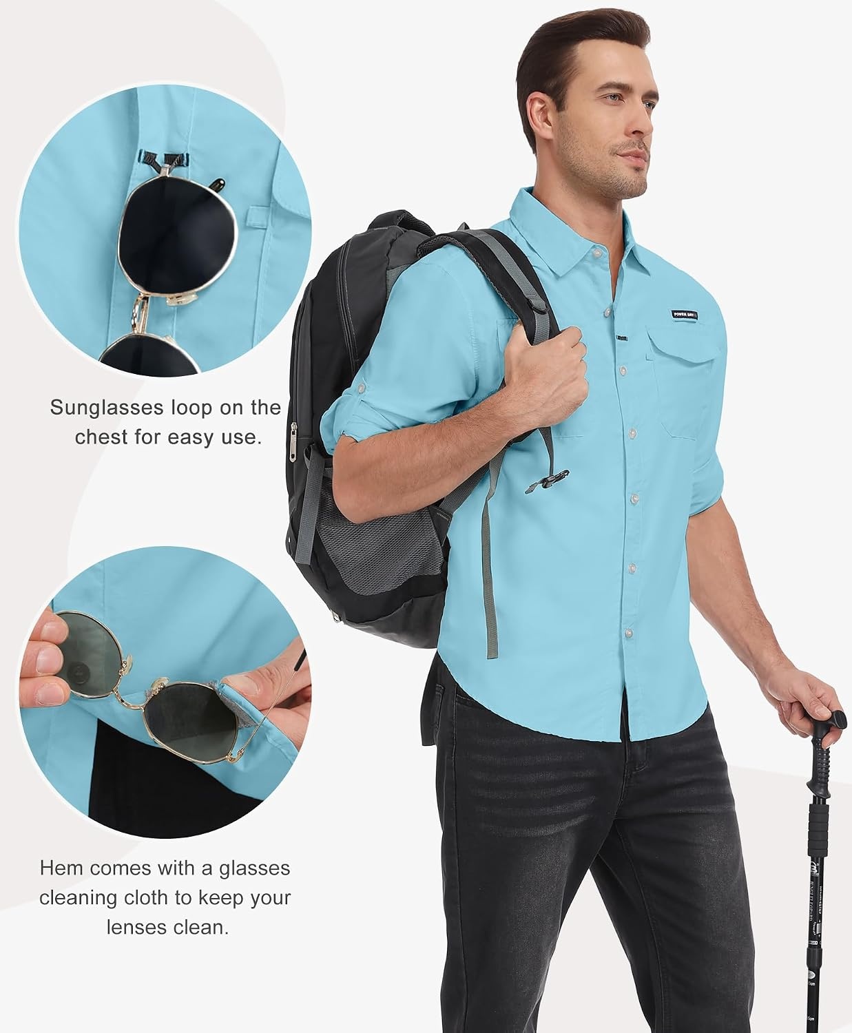 image:imageLittle Donkey Andy Mens Sun Protection Lightweight Hiking ShirtBlue