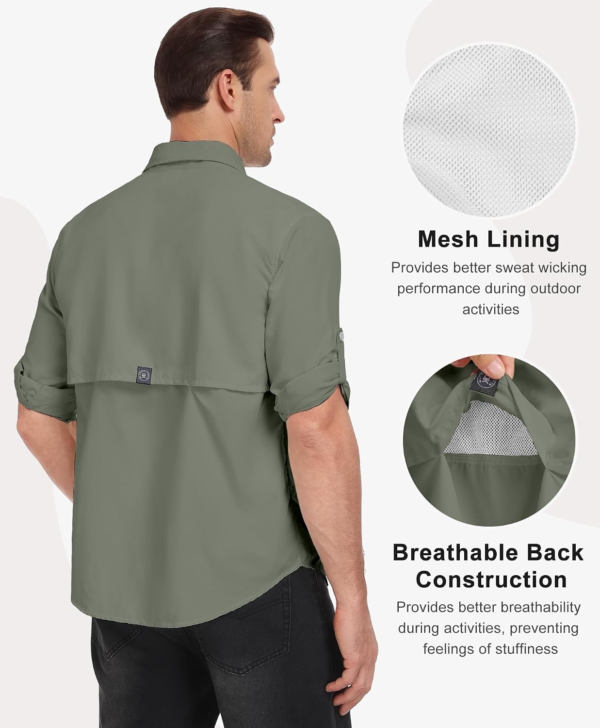 image:imageLittle Donkey Andy Mens Sun Protection Lightweight Hiking ShirtGreen