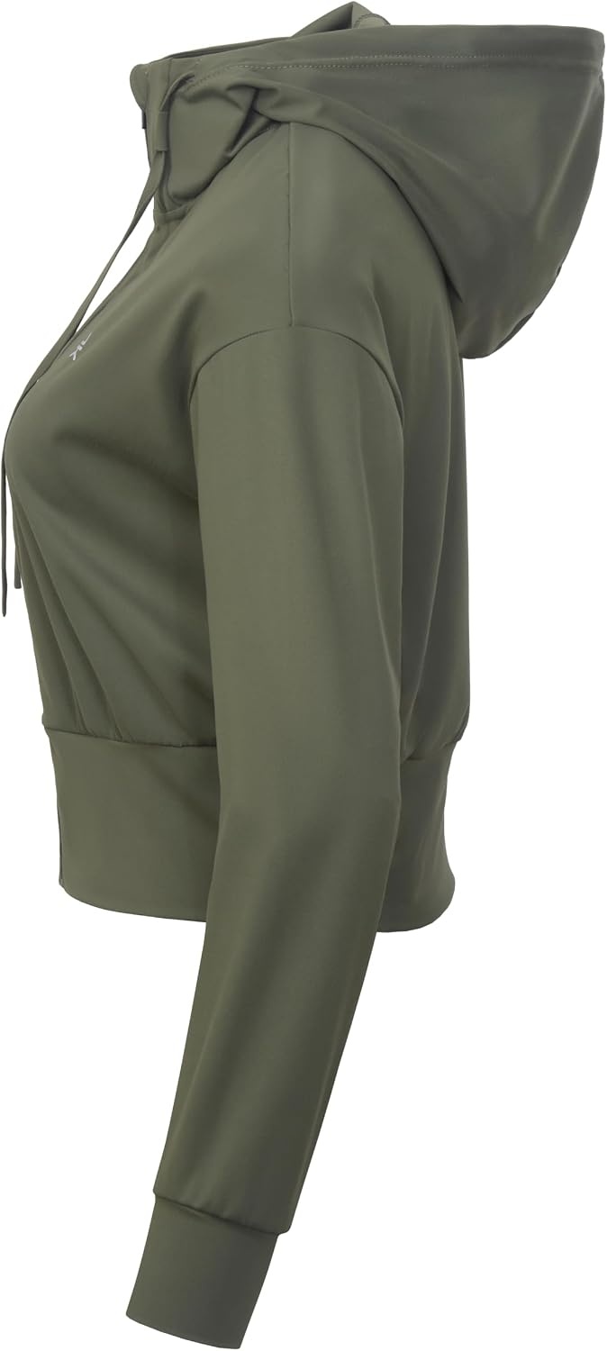 image:imageLittle Donkey Andy Womens Cropped Zip Up Hoodie Athletic JacketArmy