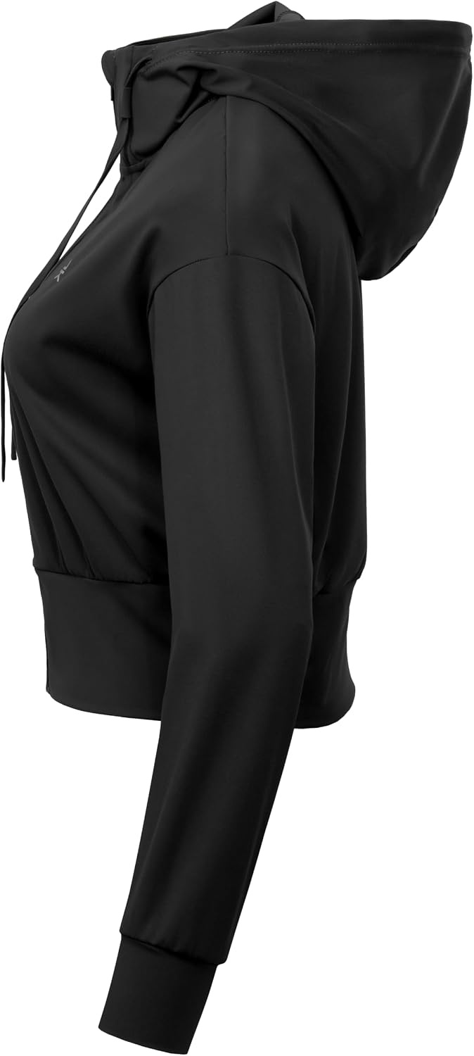 image:imageLittle Donkey Andy Womens Cropped Zip Up Hoodie Athletic JacketBlack
