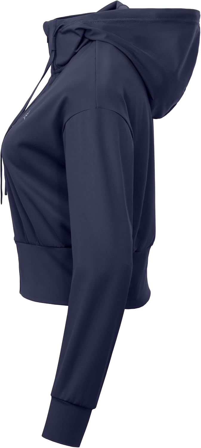 image:imageLittle Donkey Andy Womens Cropped Zip Up Hoodie Athletic JacketNavy Blue