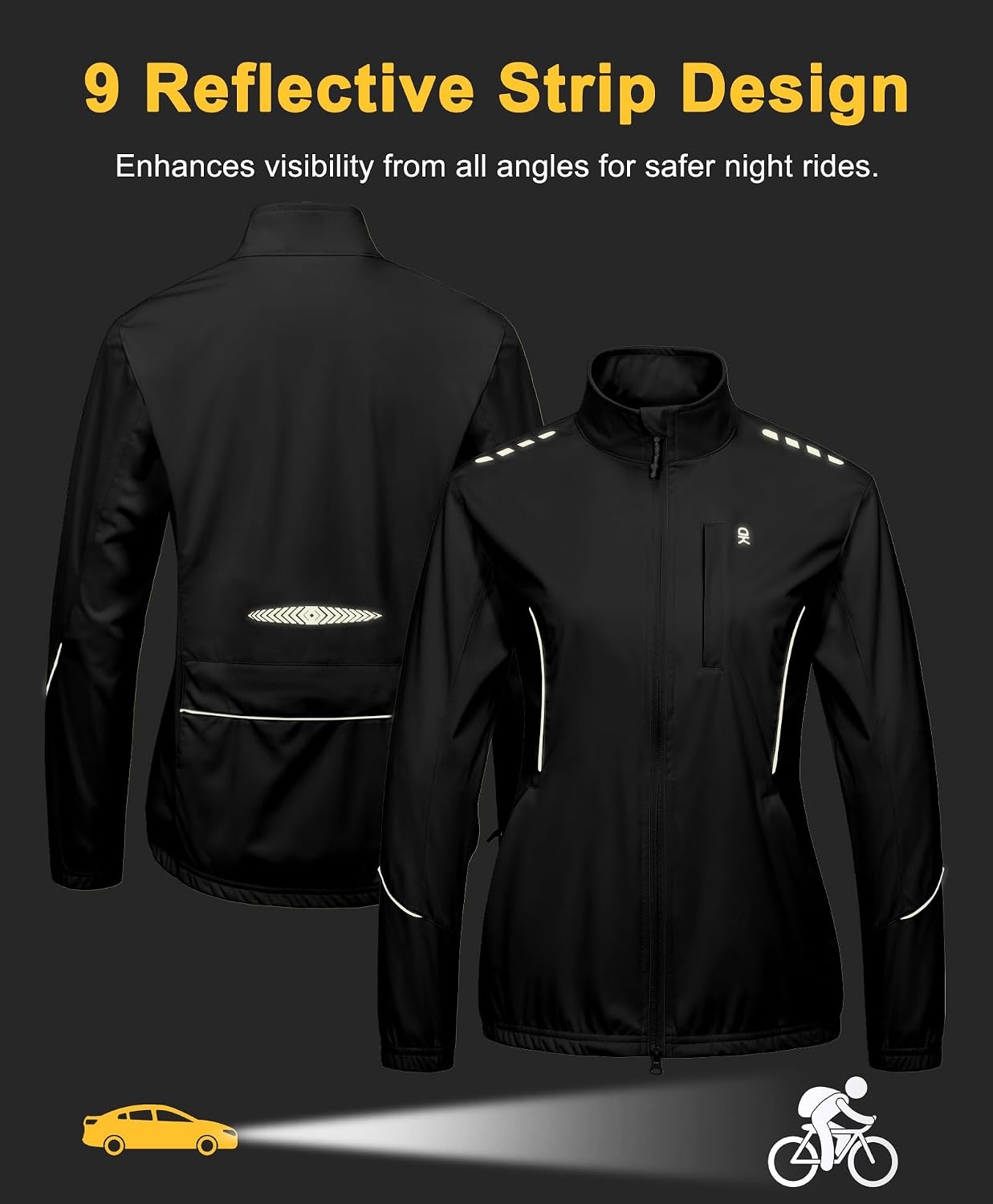 image:imageLittle Donkey Andy Womens Cycling Jackets Reflective Packable Biking JacketBlack