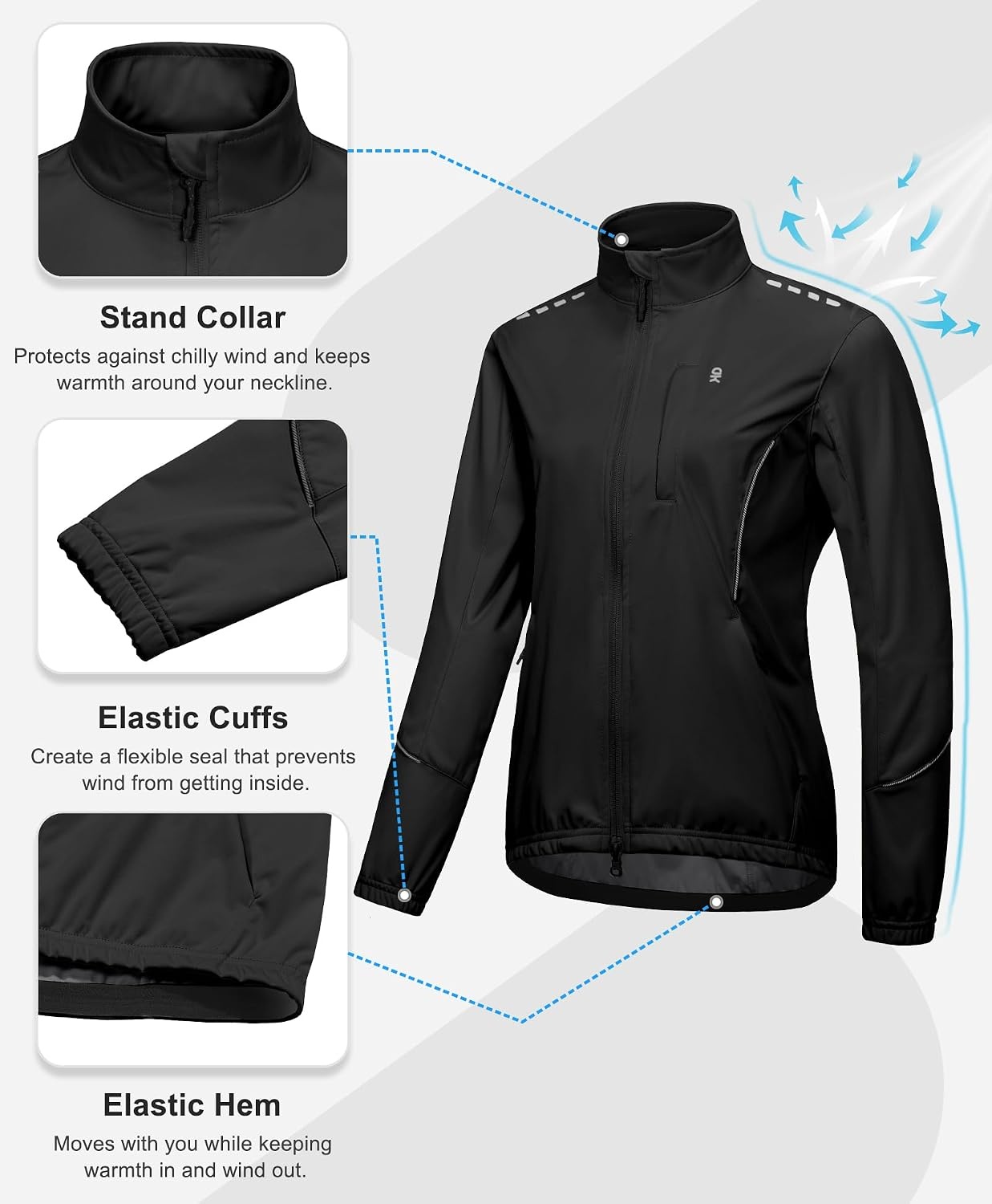 image:imageLittle Donkey Andy Womens Cycling Jackets Reflective Packable Biking JacketBlack