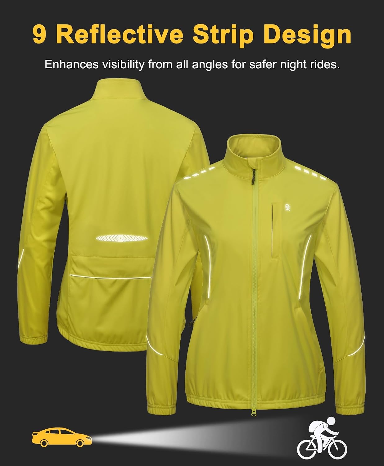 image:imageLittle Donkey Andy Womens Cycling Jackets Reflective Packable Biking JacketGreen
