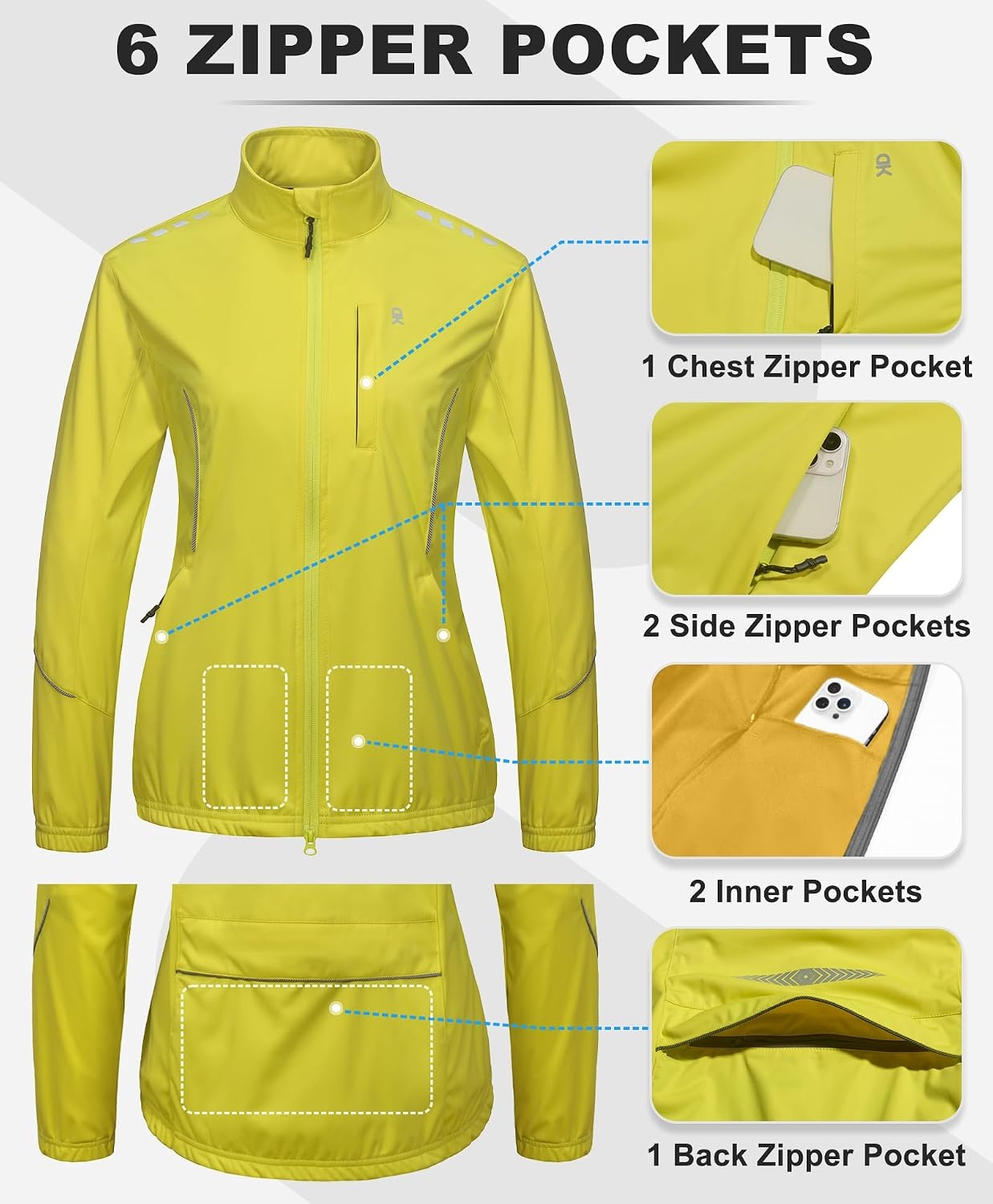 image:imageLittle Donkey Andy Womens Cycling Jackets Reflective Packable Biking JacketGreen