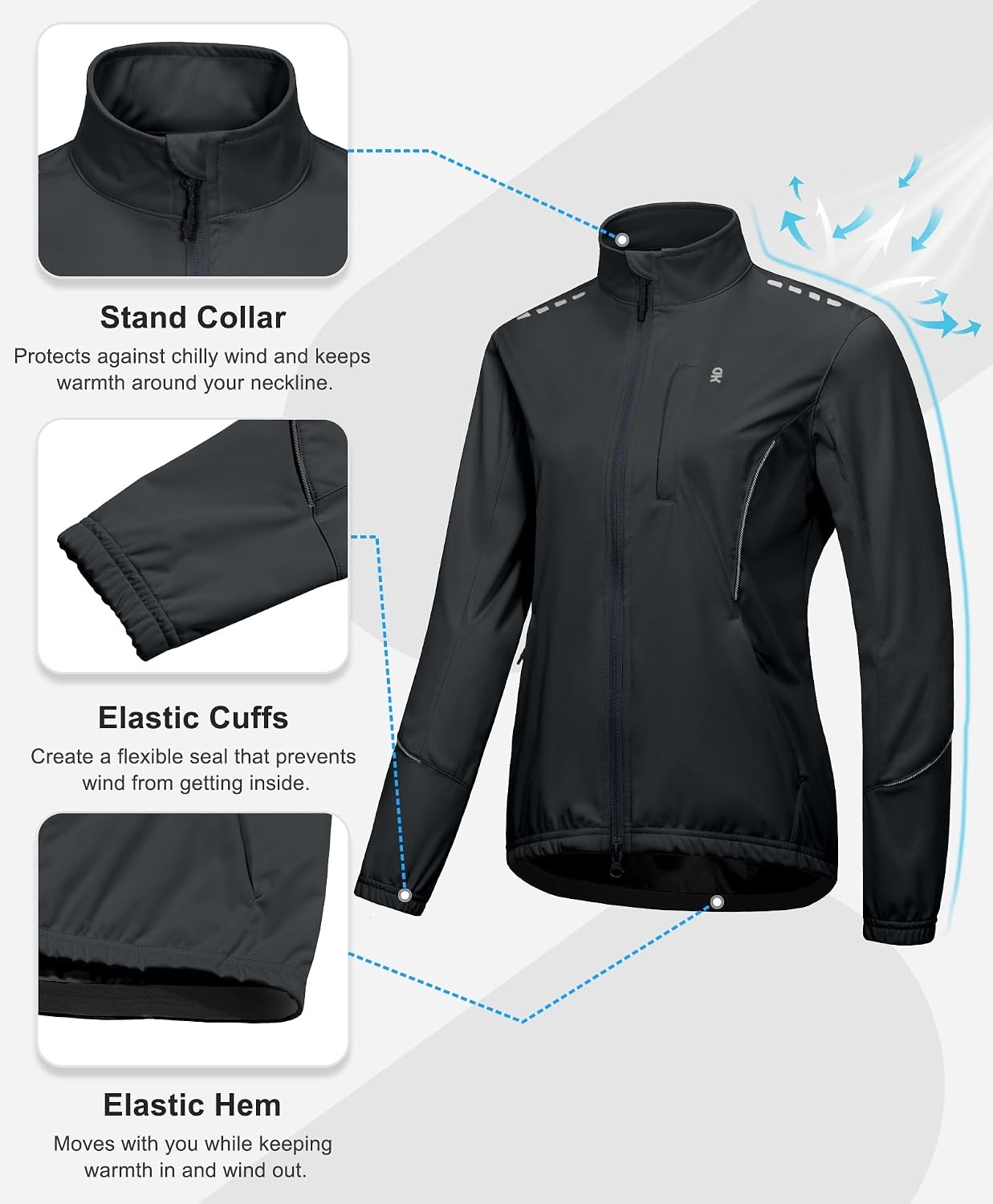 image:imageLittle Donkey Andy Womens Cycling Jackets Reflective Packable Biking JacketGrey