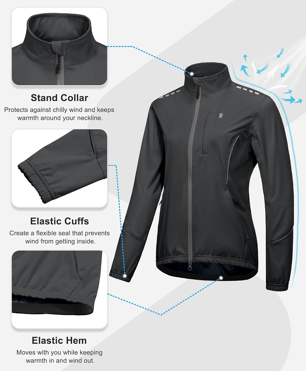 image:imageLittle Donkey Andy Womens Cycling Jackets Reflective Packable Biking JacketIron Gray