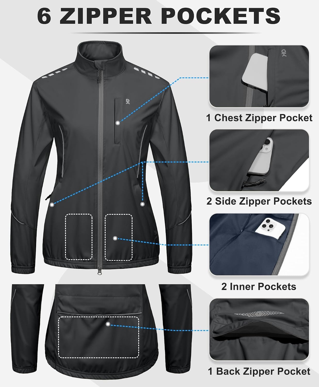 image:imageLittle Donkey Andy Womens Cycling Jackets Reflective Packable Biking JacketIron Gray