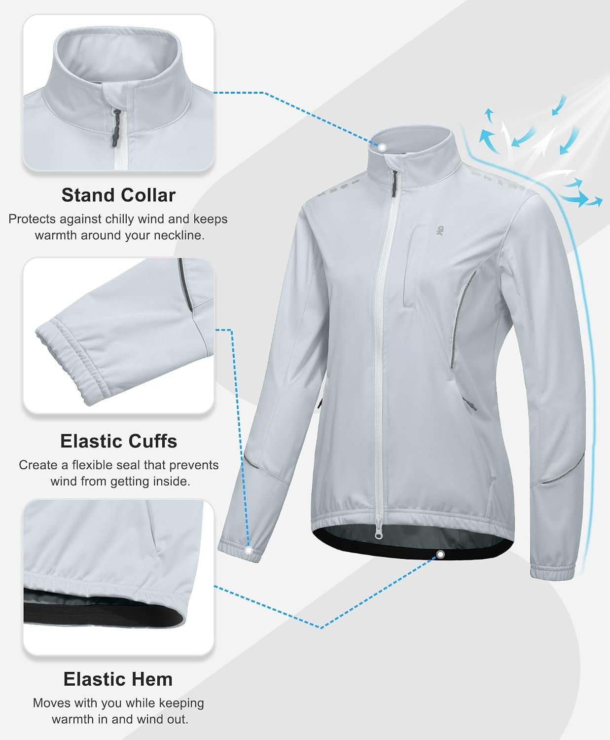 image:imageLittle Donkey Andy Womens Cycling Jackets Reflective Packable Biking JacketWhite