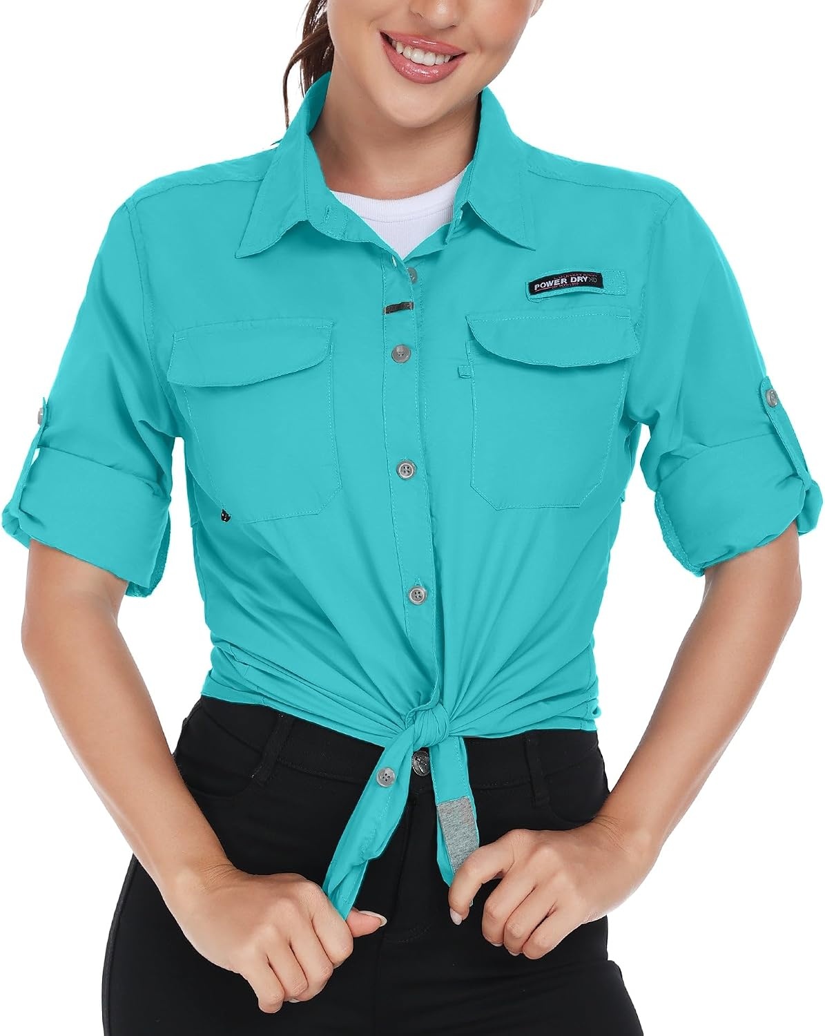 image:imageLittle Donkey Andy Womens Quick Dry Botton Shirts Hiking ShirtsGreen