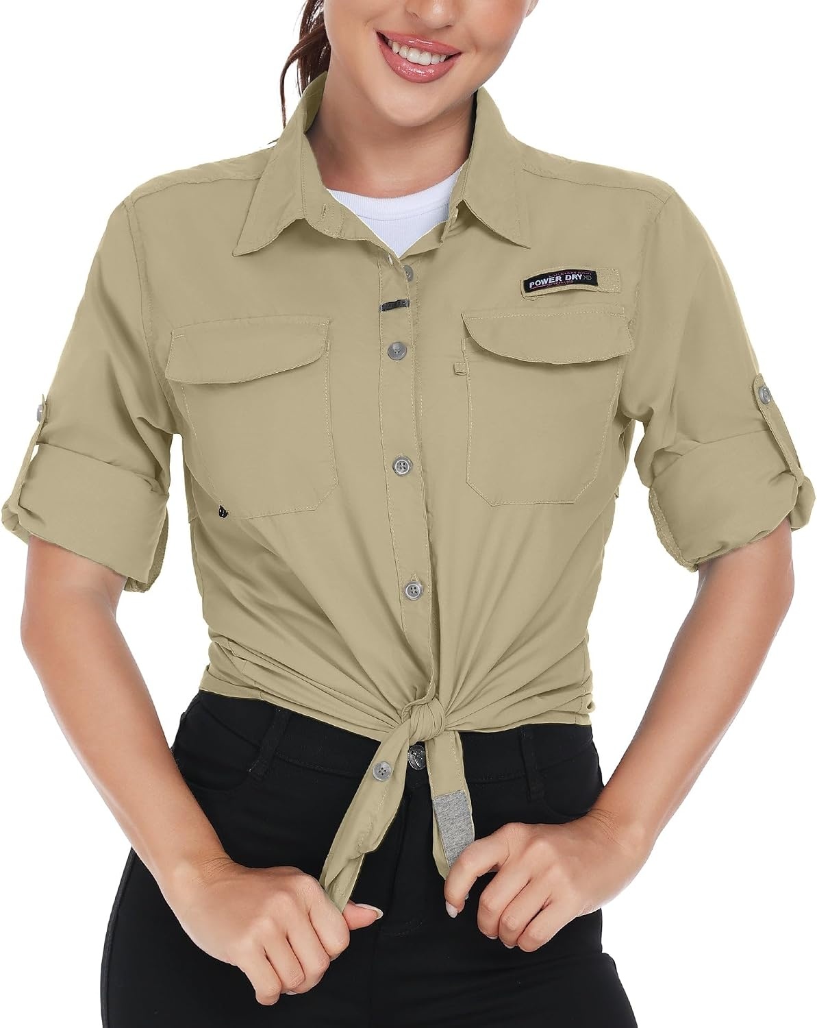 image:imageLittle Donkey Andy Womens Quick Dry Botton Shirts Hiking ShirtsKhaki