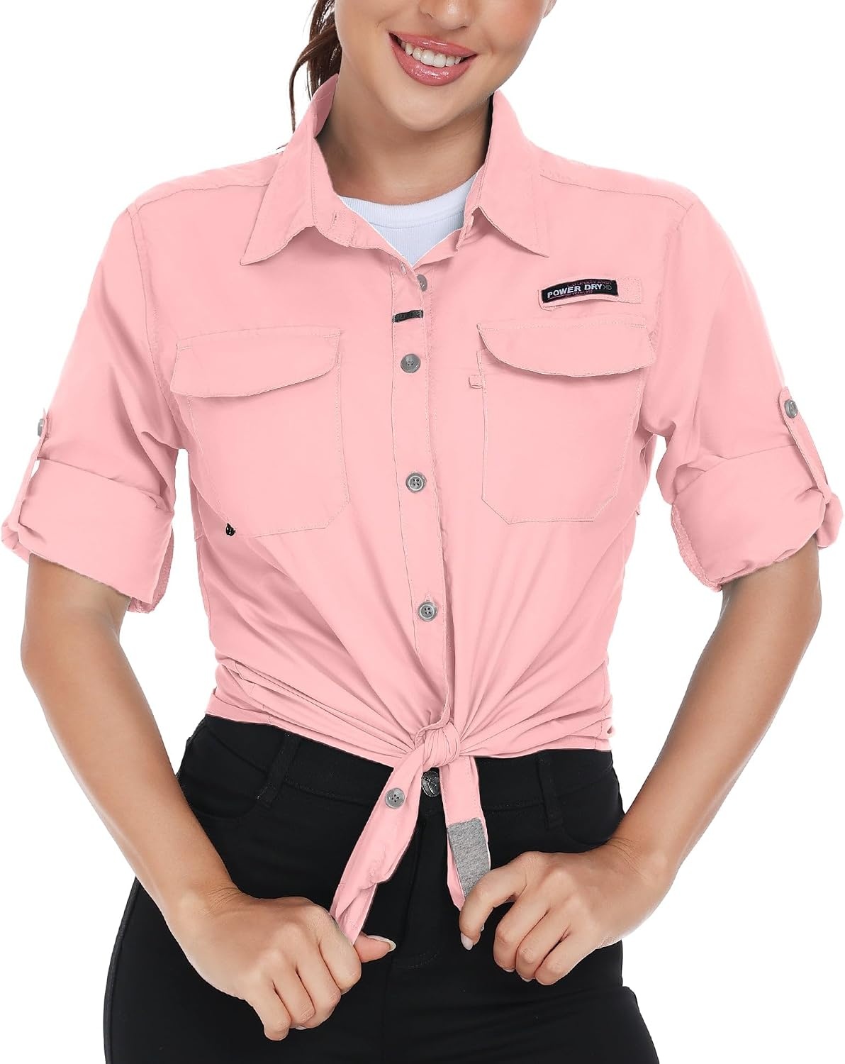 image:imageLittle Donkey Andy Womens Quick Dry Botton Shirts Hiking ShirtsRed