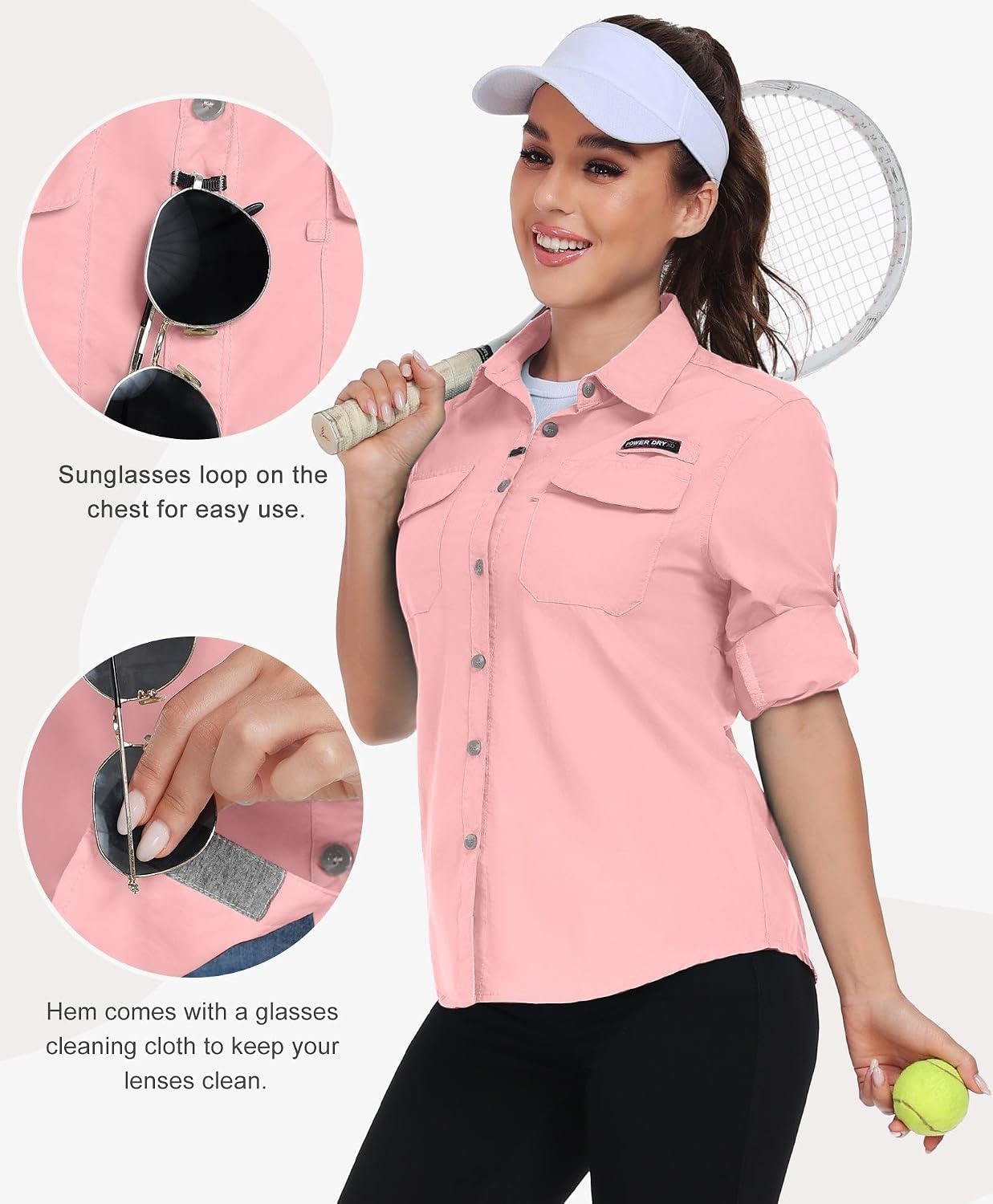 image:imageLittle Donkey Andy Womens Quick Dry Botton Shirts Hiking ShirtsRed