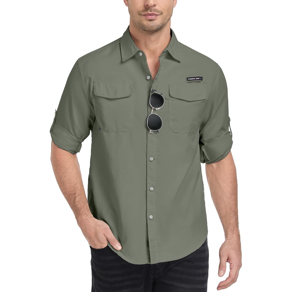 image:imageLittle Donkey Andy Mens Sun Protection Lightweight Hiking ShirtGreen