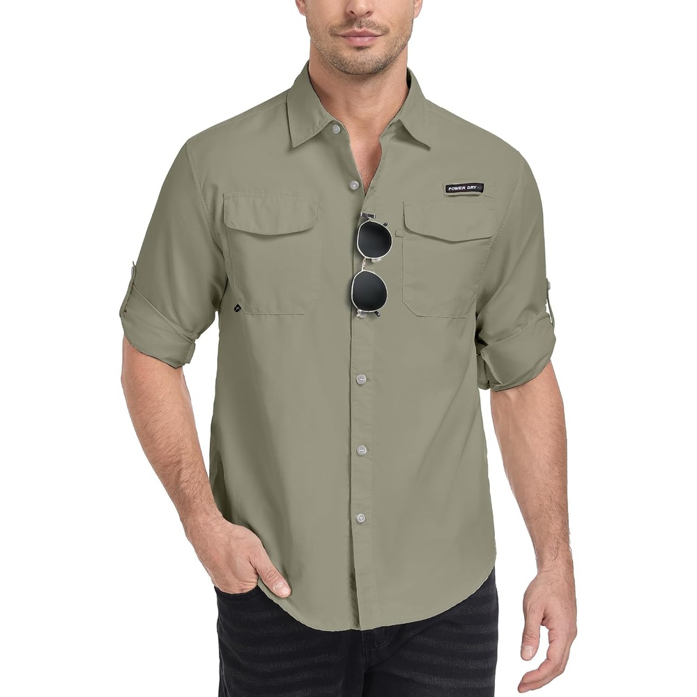 image:imageLittle Donkey Andy Mens Sun Protection Lightweight Hiking ShirtKhaki