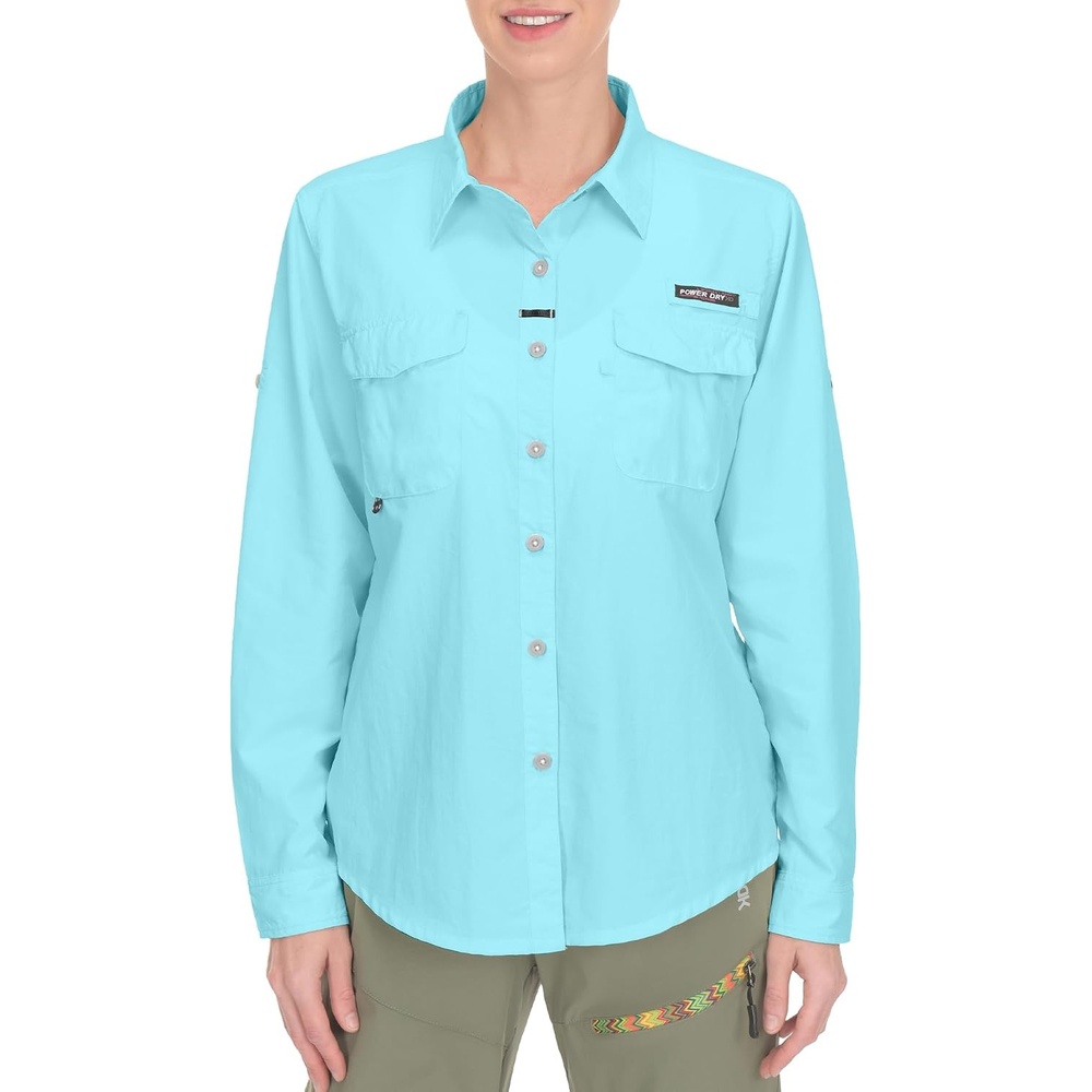 image:imageLittle Donkey Andy Womens Quick Dry Botton Shirts Hiking ShirtsBlue