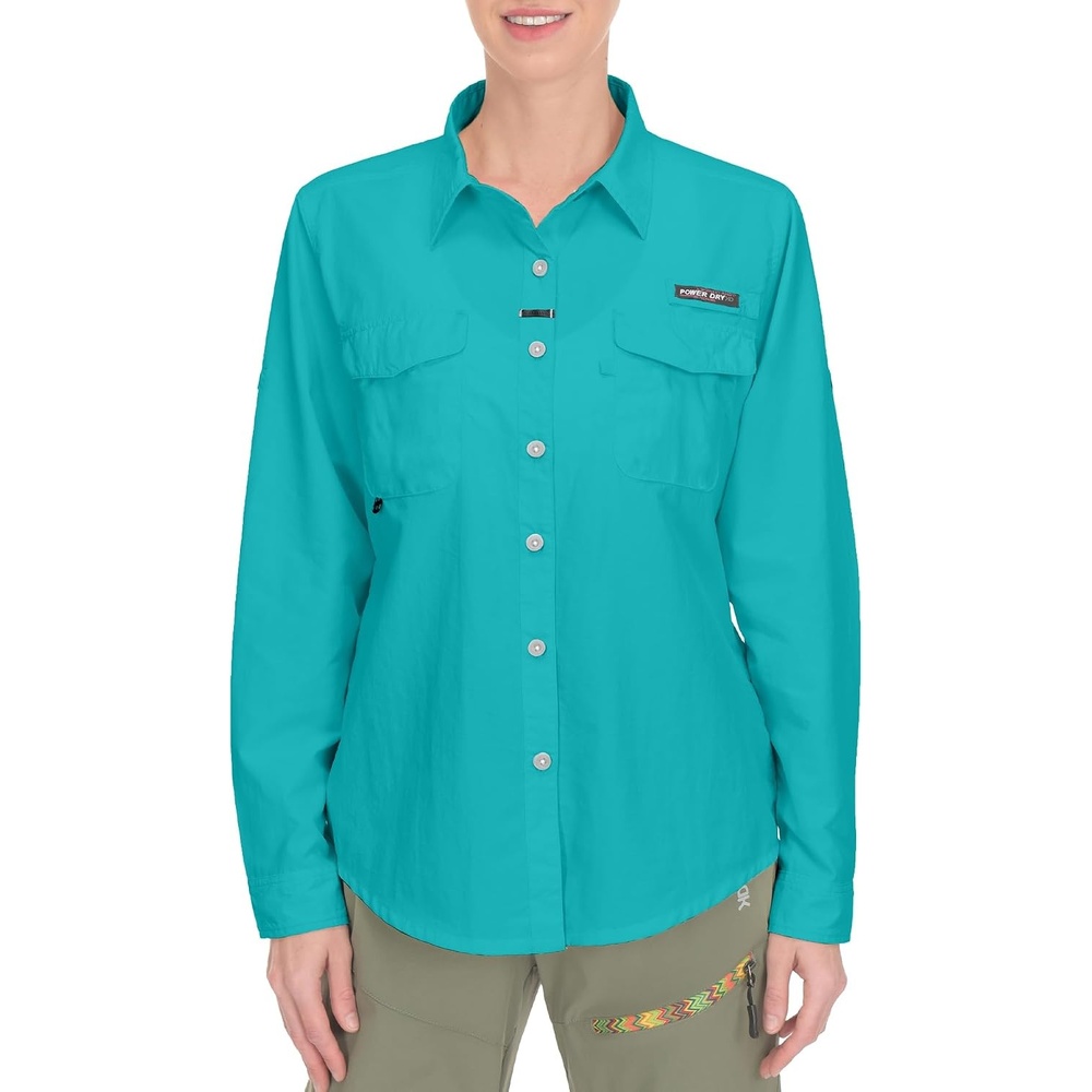 image:imageLittle Donkey Andy Womens Quick Dry Botton Shirts Hiking ShirtsGreen