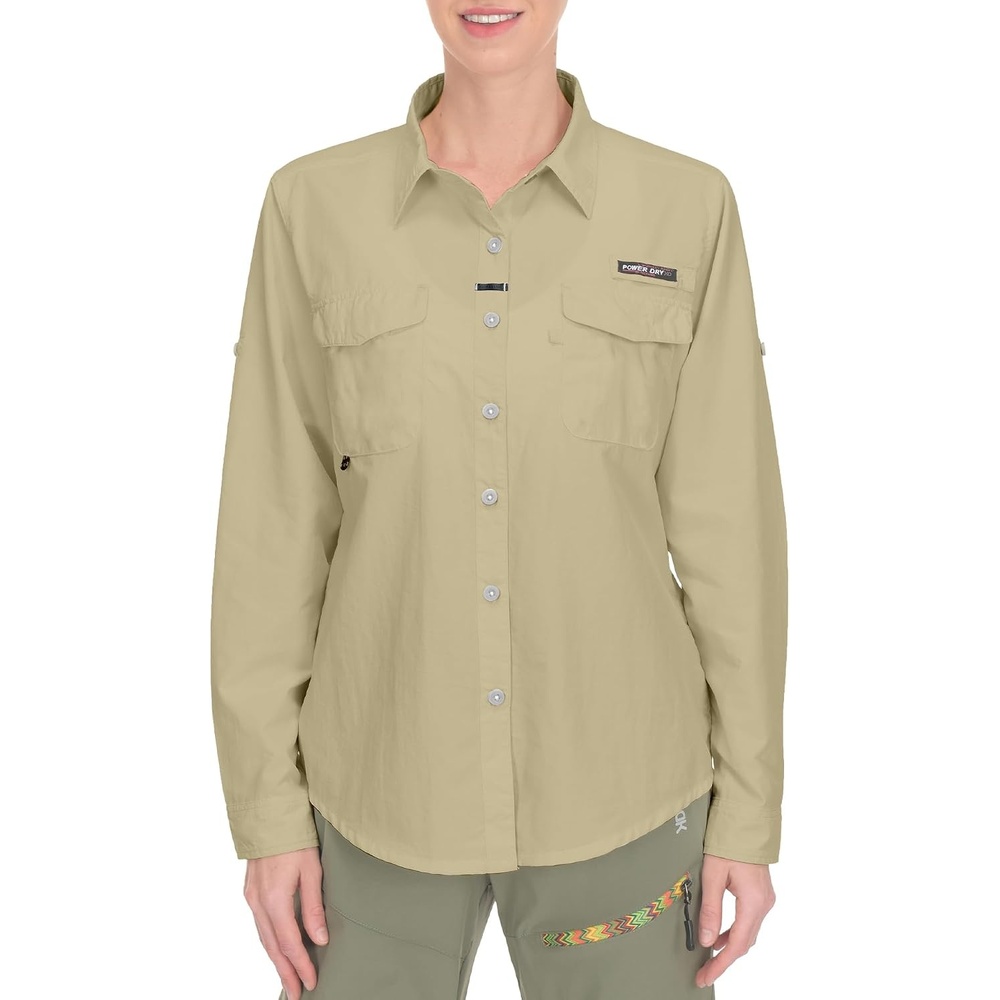 image:imageLittle Donkey Andy Womens Quick Dry Botton Shirts Hiking ShirtsKhaki