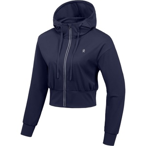 Little Donkey Andy Women’s Cropped Zip Up Hoodie Athletic Jacket(Navy Blue)