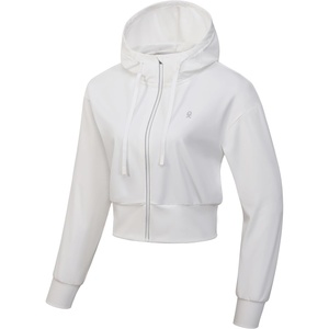 Little Donkey Andy Women’s Cropped Zip Up Hoodie Athletic Jacket(White)