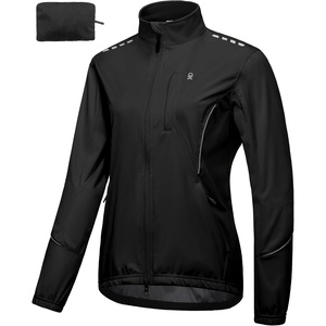 Little Donkey Andy Womens Cycling Jackets Reflective Packable Biking Jacket(Black)