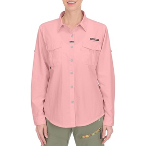 Little Donkey Andy Womens Quick Dry Botton Shirts Hiking Shirts(Red)