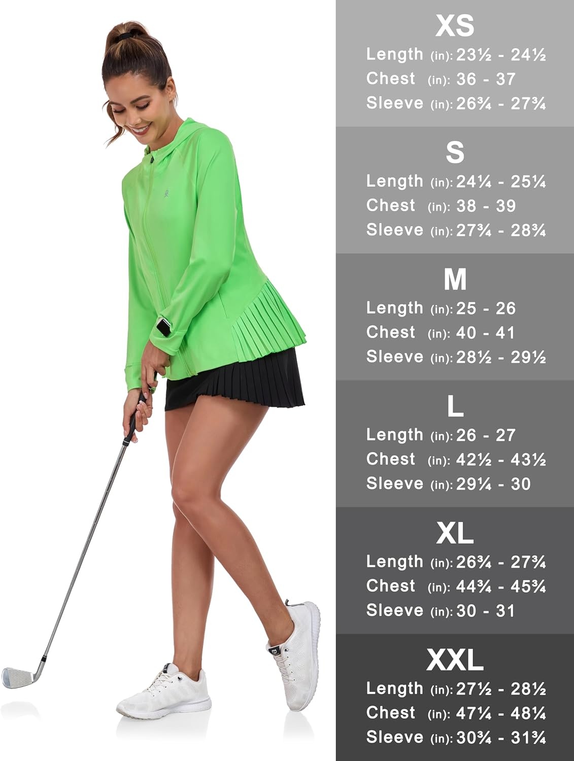 image:imageLittle Donkey Andy Womens UPF 50 Golf Jacket with Pleated HemFluorescent Green