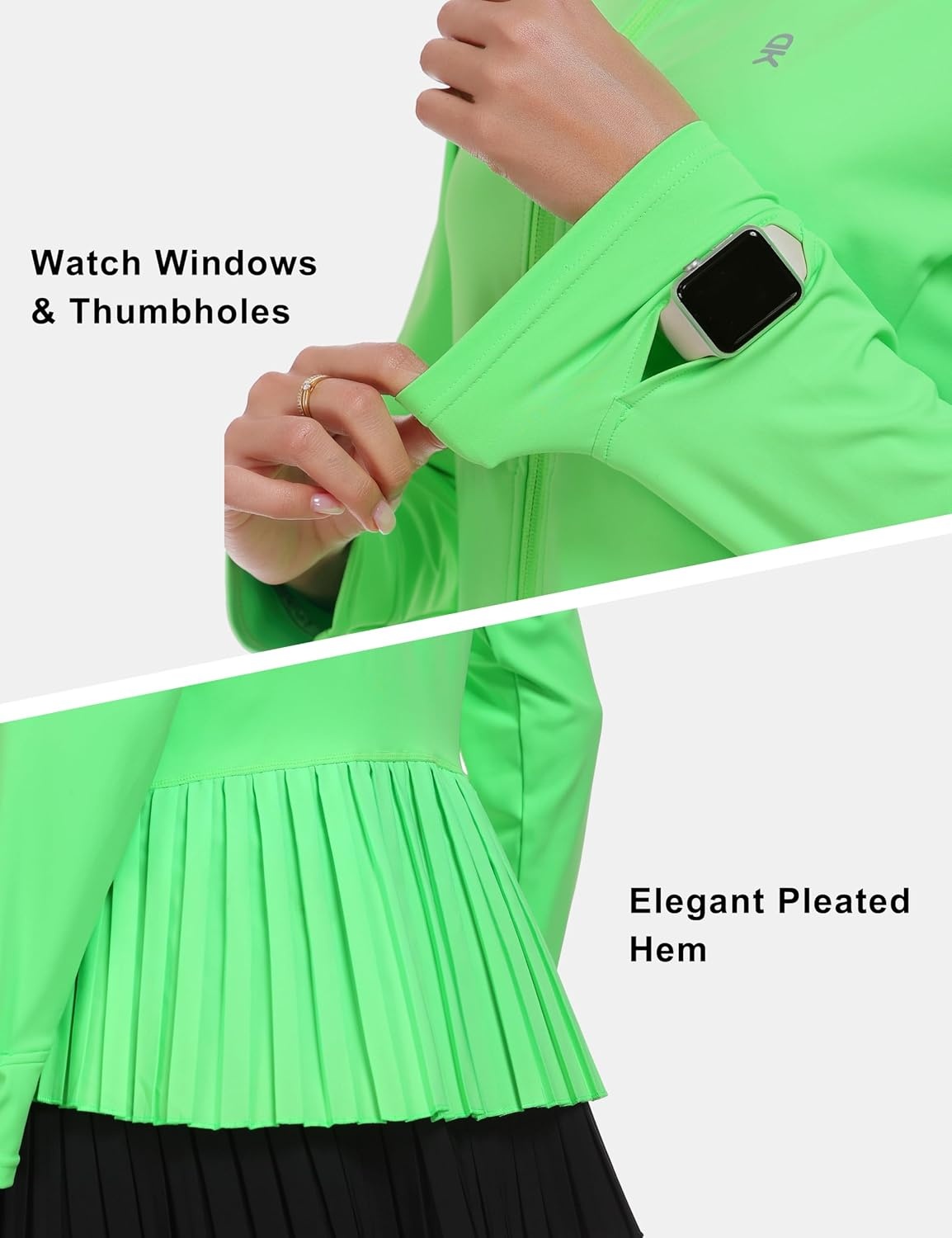 image:imageLittle Donkey Andy Womens UPF 50 Golf Jacket with Pleated HemFluorescent Green