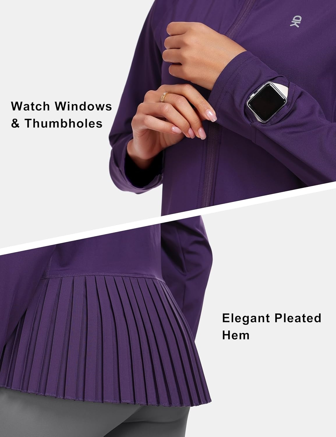 image:imageLittle Donkey Andy Womens UPF 50 Golf Jacket with Pleated HemPurple