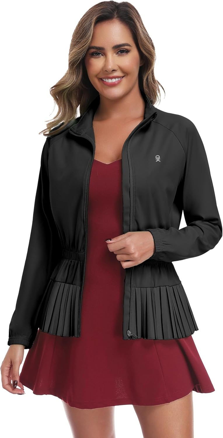 image:imageLittle Donkey Andy Womens UPF 50 Golf Jacket with Pleated HemZblack