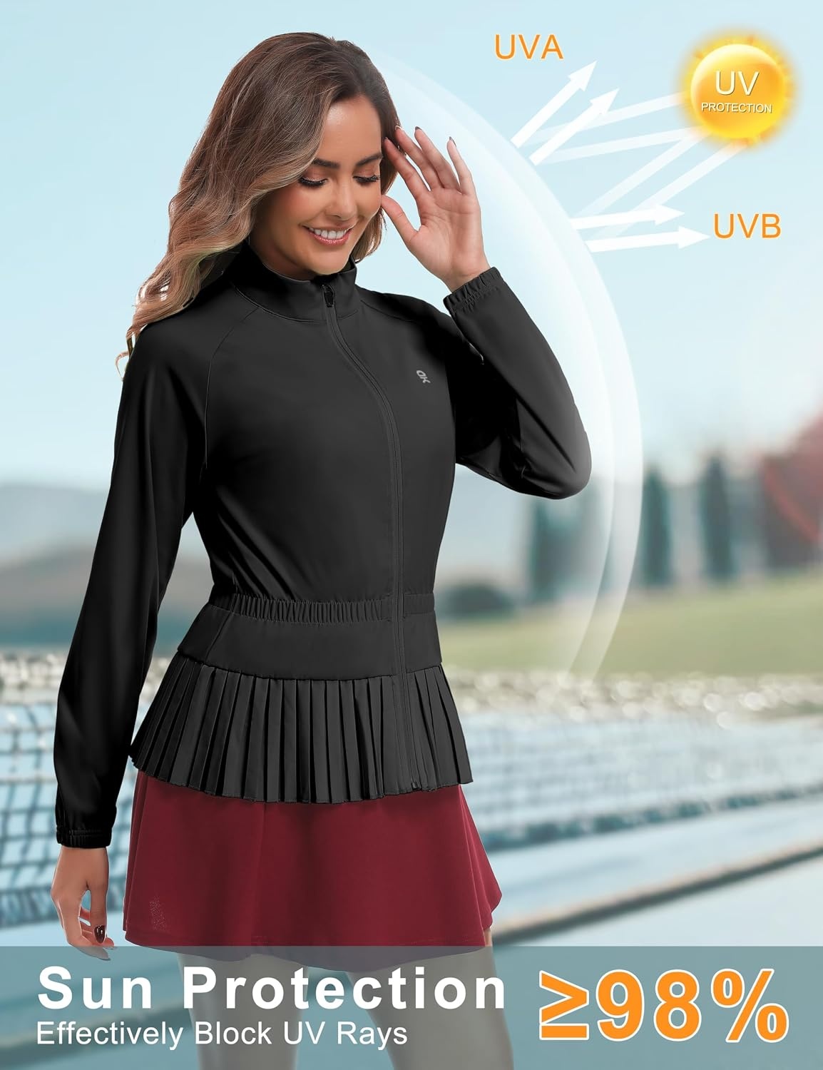 image:imageLittle Donkey Andy Womens UPF 50 Golf Jacket with Pleated HemZblack