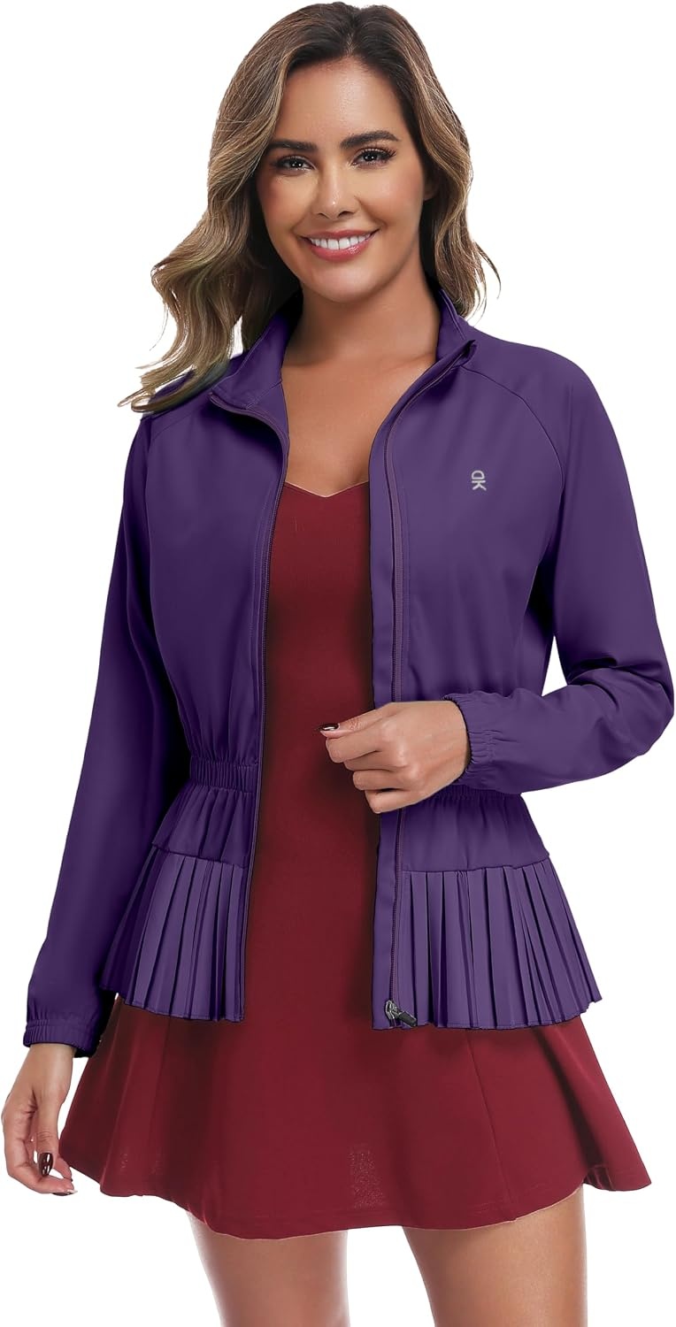 image:imageLittle Donkey Andy Womens UPF 50 Golf Jacket with Pleated HemZpurple