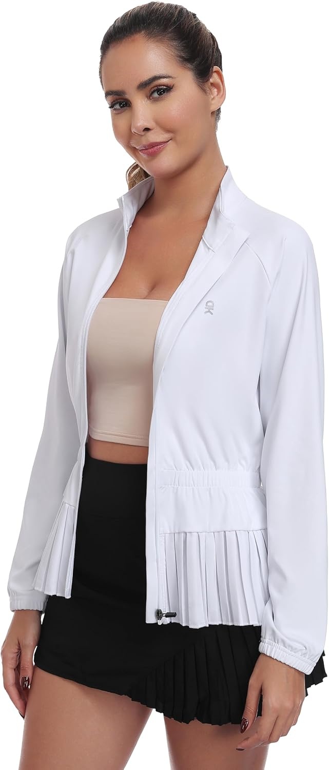 image:imageLittle Donkey Andy Womens UPF 50 Golf Jacket with Pleated HemZwhite